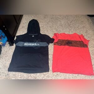 Two boys size large tops Nike and under armour